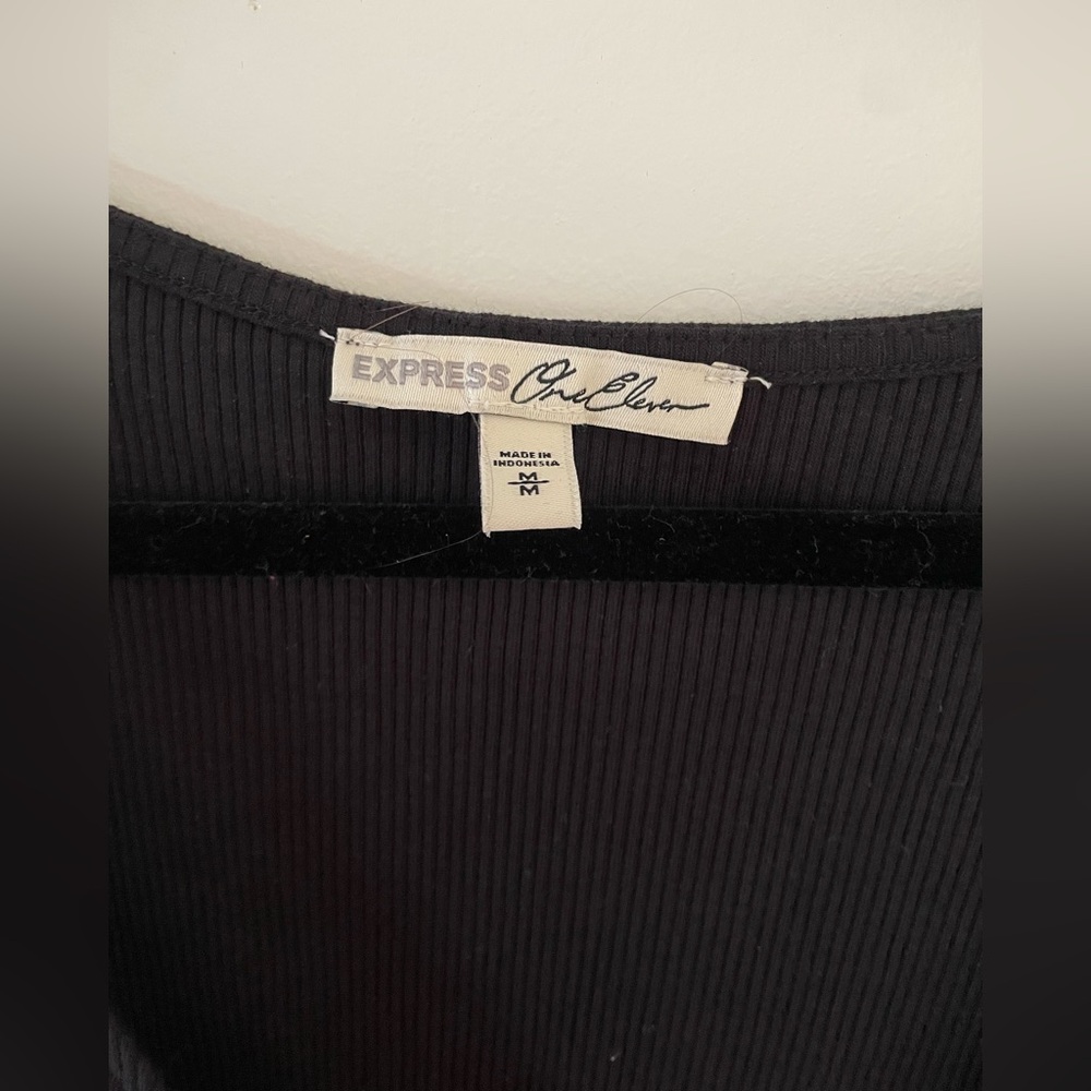 Express Black Ribbed Knit Top - Picture 4 of 4